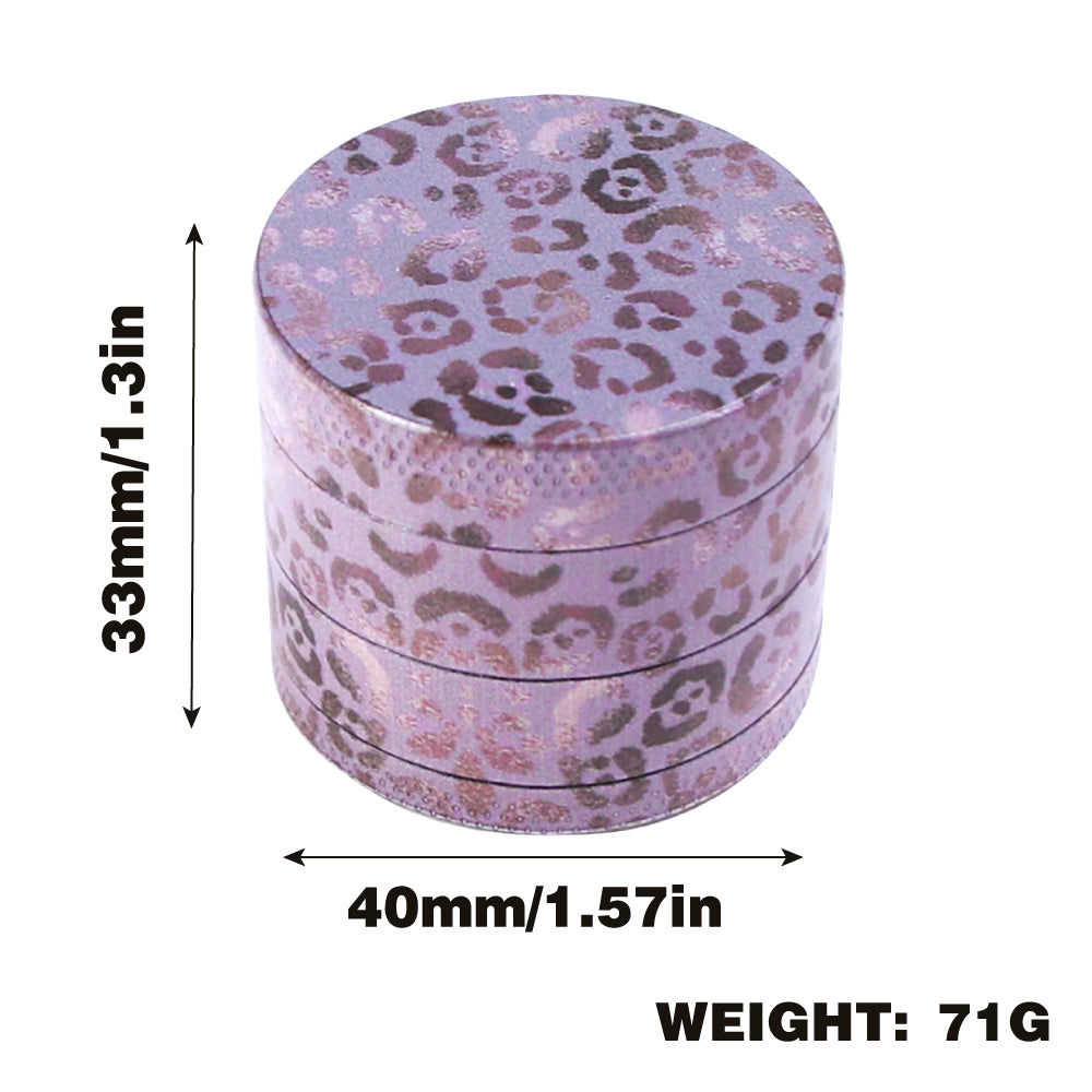 Pink Leopard Print Aluminum Herb and Tobacco Grinder, Herbal Grinder, 4 layers