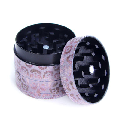 Pink Leopard Print Aluminum Herb and Tobacco Grinder, Herbal Grinder, 4 layers