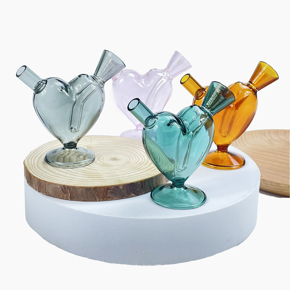 Glass Heart Tube Tobacco Smoking Pipe Slide Bowl Pipes