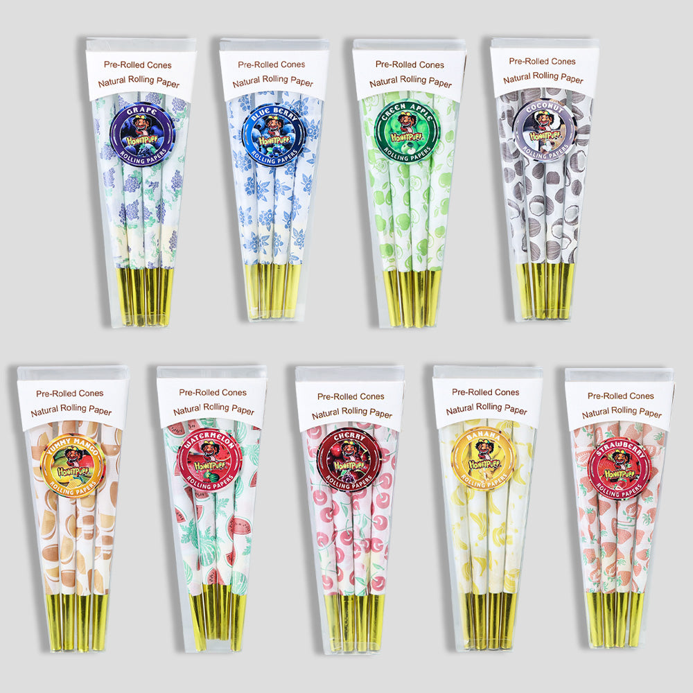 Multiple flavors Pre Rolled Cones Cigarette Natural Rolling Papers with Tips (110mm/4.33inch)